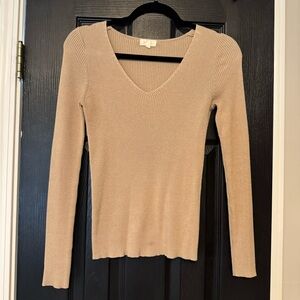Ambiance Taupe Ribbed Knit Top